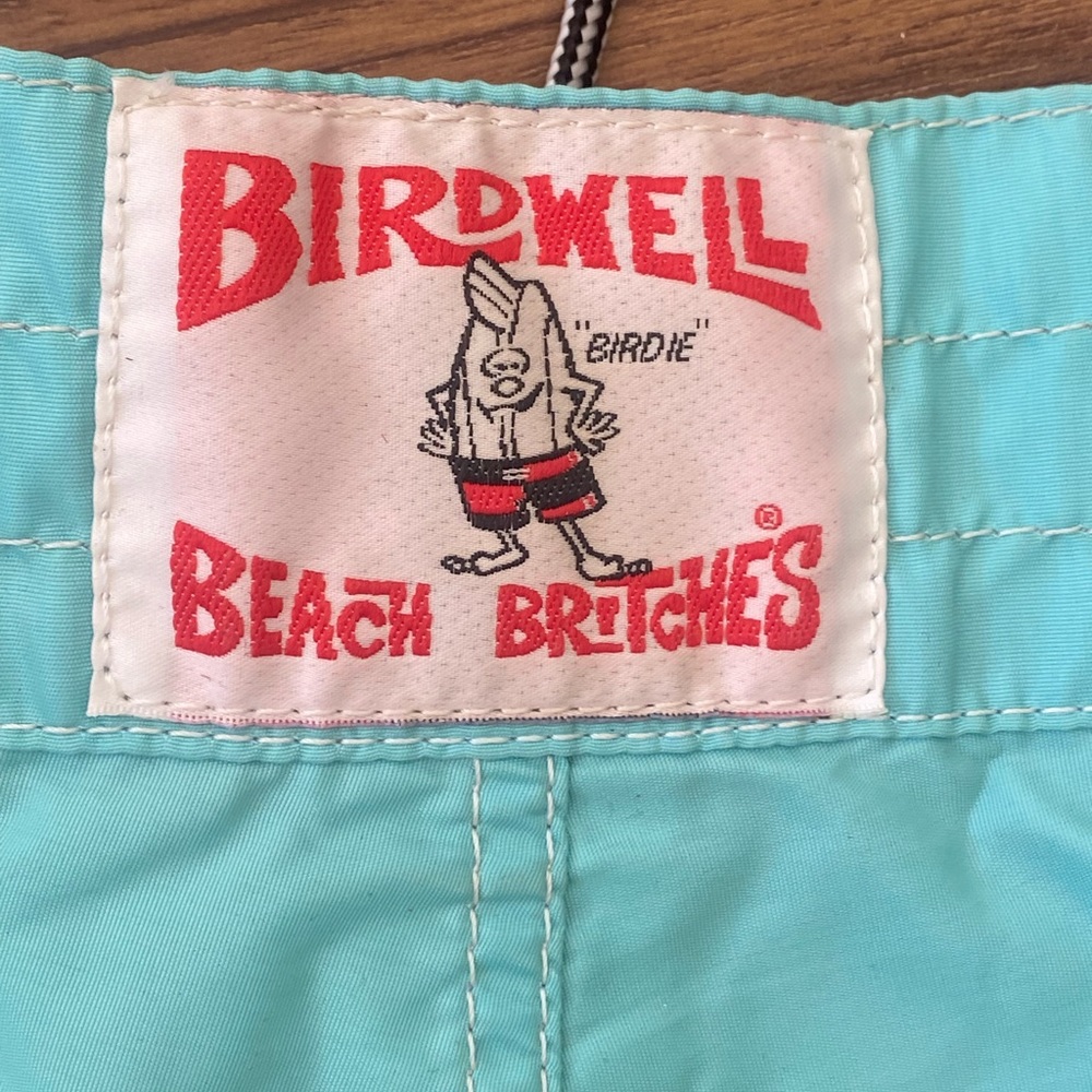 Birdwell Beach Britches Board Shorts VTG Swim Trunks 3" Nylon light blue Mens 31